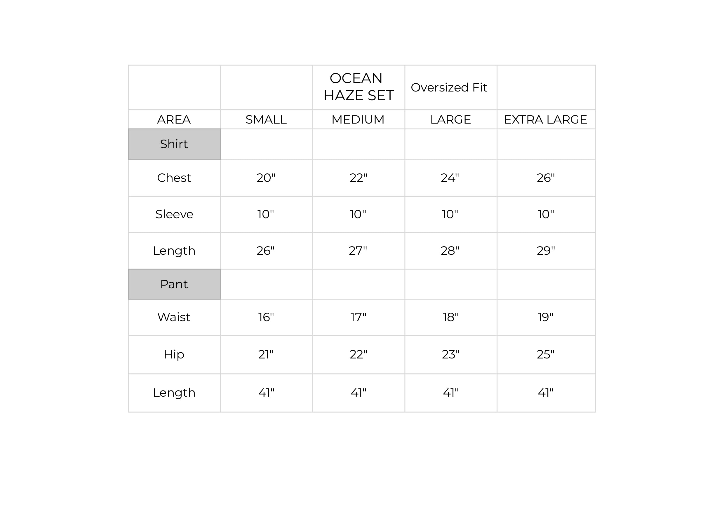 Size Chart