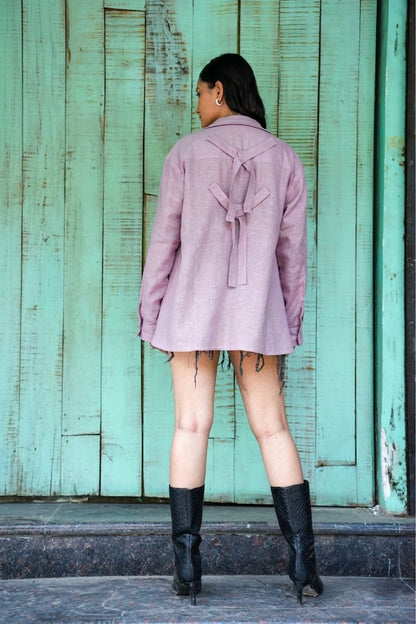 Whisper Bow Shirt- Lavender Haze