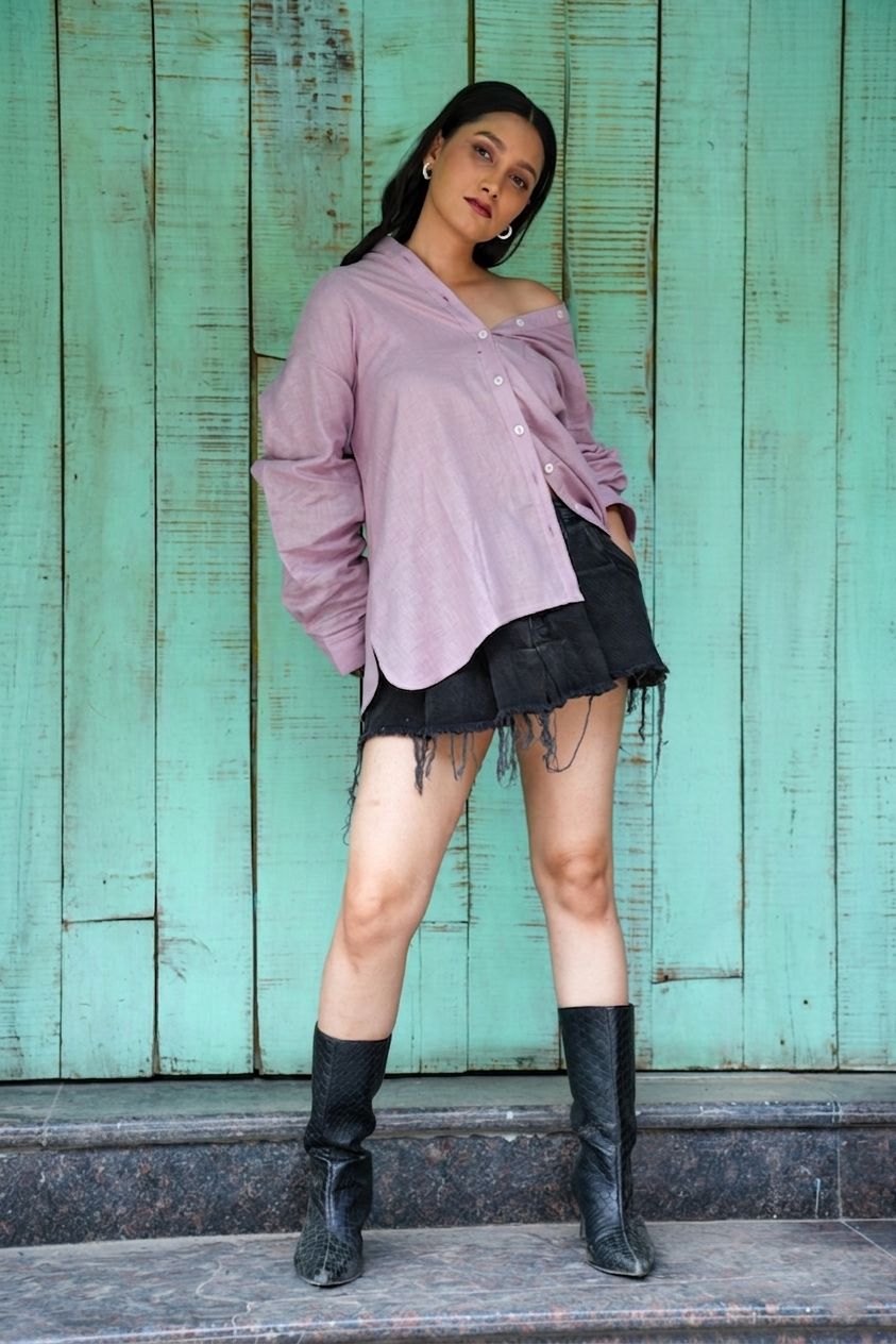 Whisper Bow Shirt- Lavender Haze